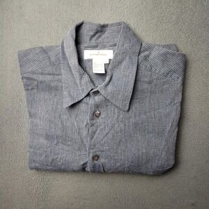 Ermenegildo Zegna Shirt Mens Large Gray Textured Button Front Made in Italy